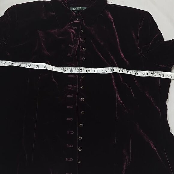 Lauren Ralph Lauren Purple Velvet silk blend button front jacket size 16 - Picture 5 of 11